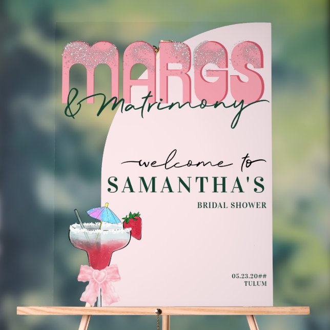 Margs Matrimony Tequila Bach Bridal Shower Welcome Acrylic Sign (Neutral)