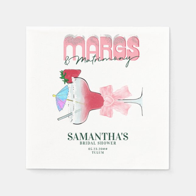 Margs Matrimony Tequila Bach Bridal Shower Welcome Napkin (Front)
