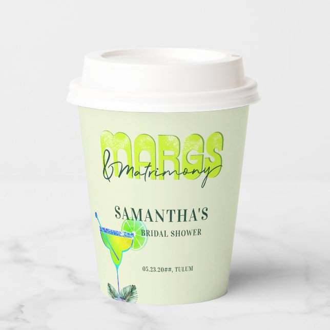Margs Matrimony Tequila Bridal Shower Bach Welcome Paper Cups (Front)