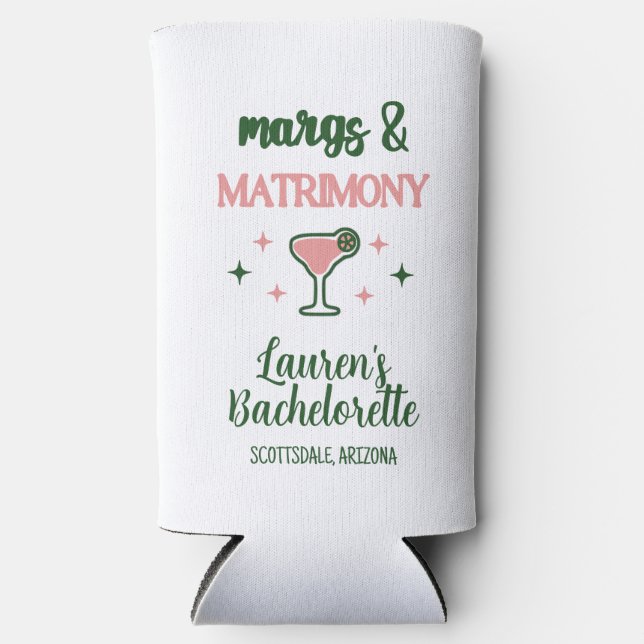 Margs & Matrimony - the bride Seltzer Can Cooler (Front)