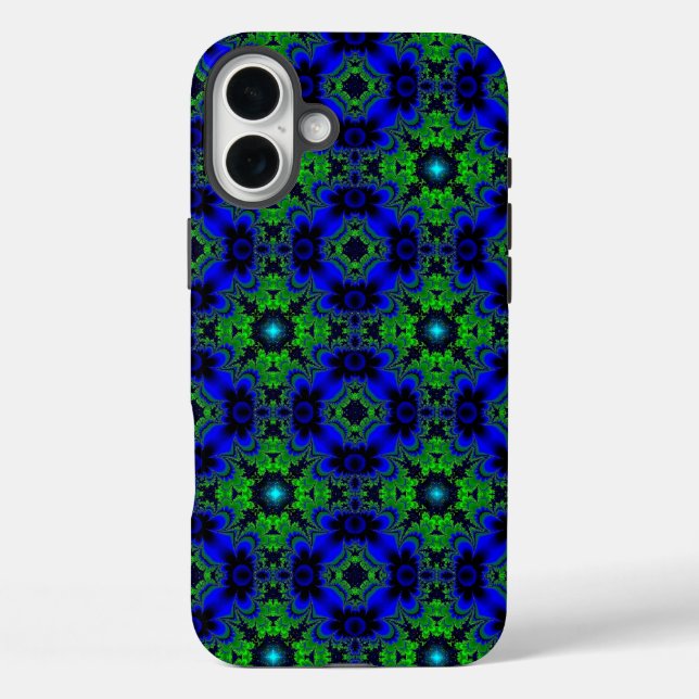 Marguerite , Daisies flowers in blue green black Case-Mate iPhone Case (Back)