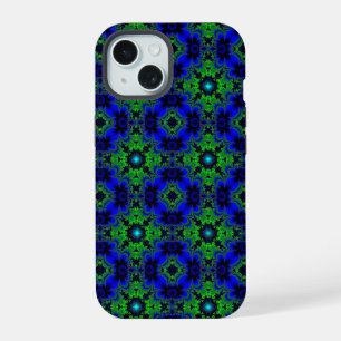 Marguerite , Daisies flowers in blue green black iPhone 15 Case