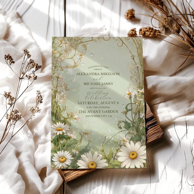 Marguerite Daisy Dusty Wedding Invitation (Creator Uploaded)