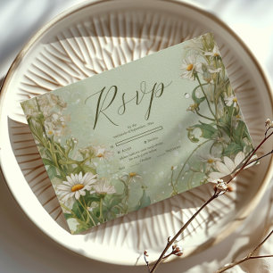 Marguerite Daisy Dusty Wedding RSVP Card