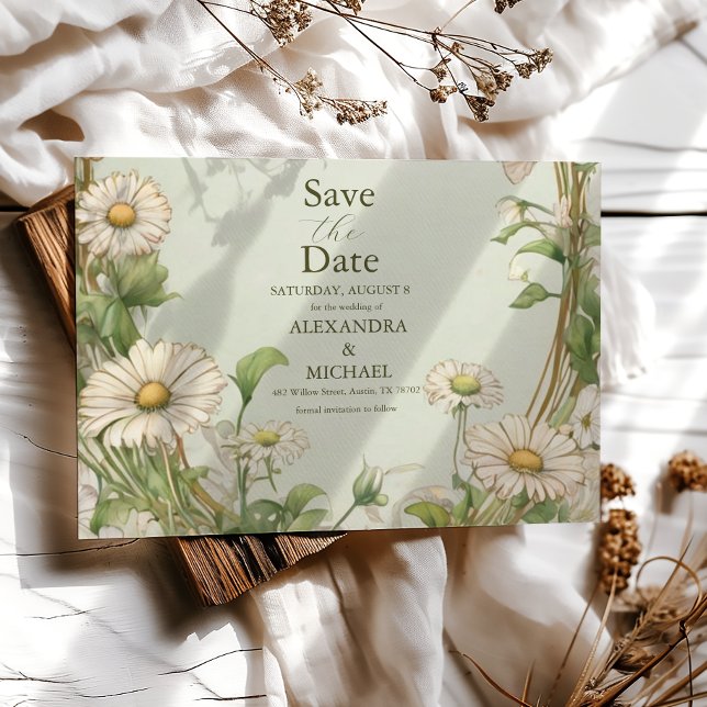 Marguerite Daisy Dusty Wedding Save The Date (Creator Uploaded)