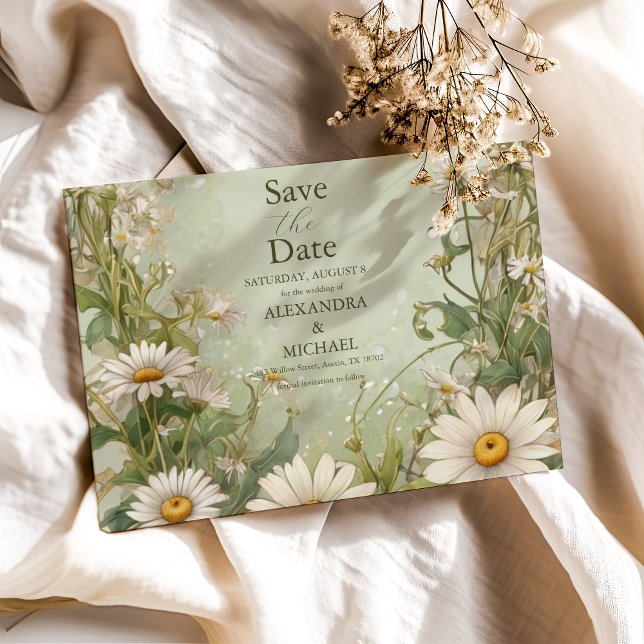 Marguerite Daisy Dusty Wedding Save The Date (Creator Uploaded)