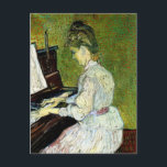 Marguerite Gachet at the Piano by Vincent van Gogh Postcard<br><div class="desc">Marguerite Gachet at the Piano by Vincent van Gogh is a vintage fine art post impressionism daily life portrait painting featuring a lady (the daughter of Dr. Paul Gachet who treated van Gogh in Auvers) playing the piano. About the artist: Vincent Willem van Gogh was a Post Impressionist painter whose...</div>