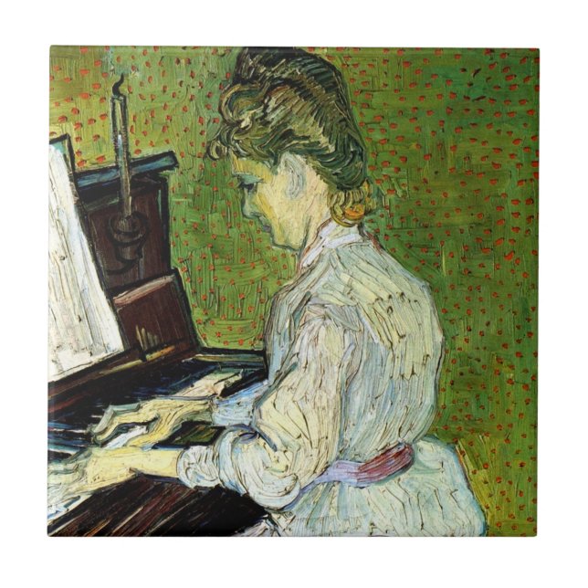 Marguerite Gachet at the Piano by Vincent van Gogh Tile (Front)