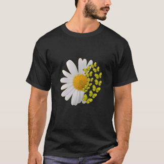 Marguerites Daisy Spring Summer Flower Butterfly E T-Shirt