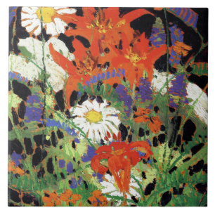 Marguerites, Wood Lilies and Vetch Tile