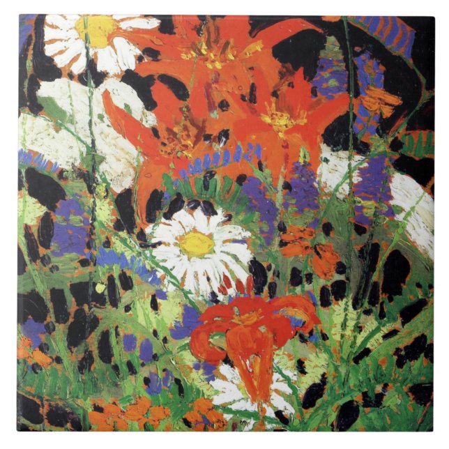 Marguerites, Wood Lilies and Vetch Tile (Front)