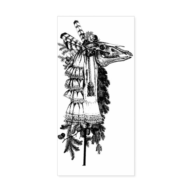 Mari Lwyd Horse Skull Rubber and Wood Art Stamp (Imprint)