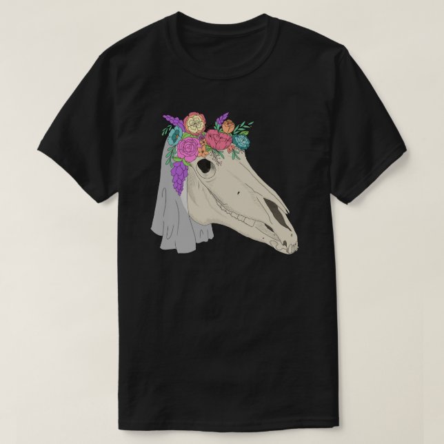 Mari Lwyd Welsh Folklore Horse Skull - Flat Colour T-Shirt (Design Front)