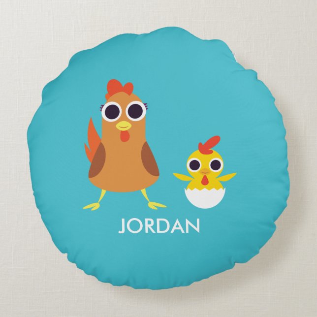 Maria & Bandit the Chickens Round Cushion (Back)