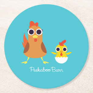 Maria & Bandit the Chickens Round Paper Coaster