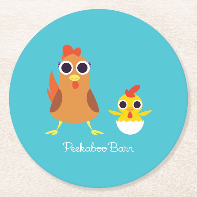 Maria & Bandit the Chickens Round Paper Coaster (Front)