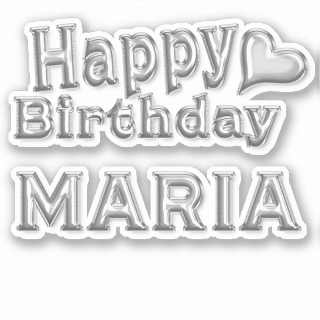 Maria Happy Birthday silver Sticker (Front)