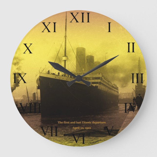 © MARIA MADRUGAS 121 Titanic Departing Large Clock (Front)