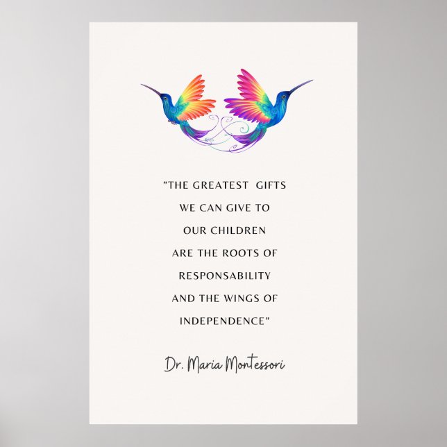 Maria Montessori Quote Poster, The Greatest Gift Poster (Front)