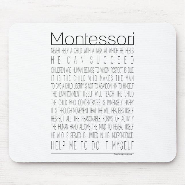 Maria Montessori Quotes Mouse Mat (Front)