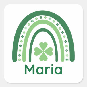 Maria Name Clover Boho Rainbow Square Sticker