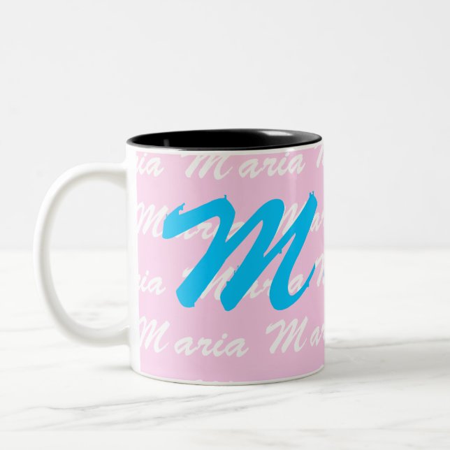 Maria Name Design Pattern Two-Tone Coffee Mug (Left)