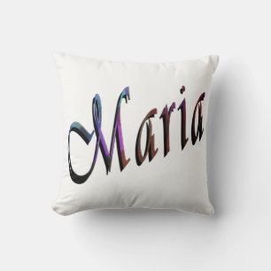 Maria, Name, Logo, White Throw Cushion. Cushion
