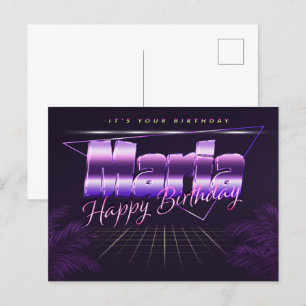 Maria Name Vorname lila Postkarte Geburtstag Postcard