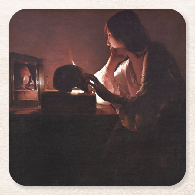 Maria Regrets, La Tour Square Paper Coaster (Front)