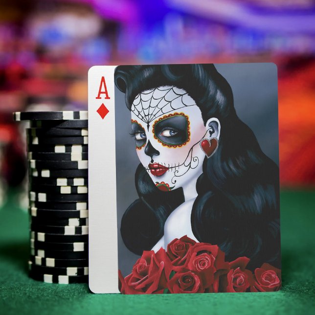 Maria Sugar SKull Red Roses Playing Cards (Creator Uploaded)