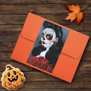 Maria Sugar Skull Red Roses  Rectangular Sticker