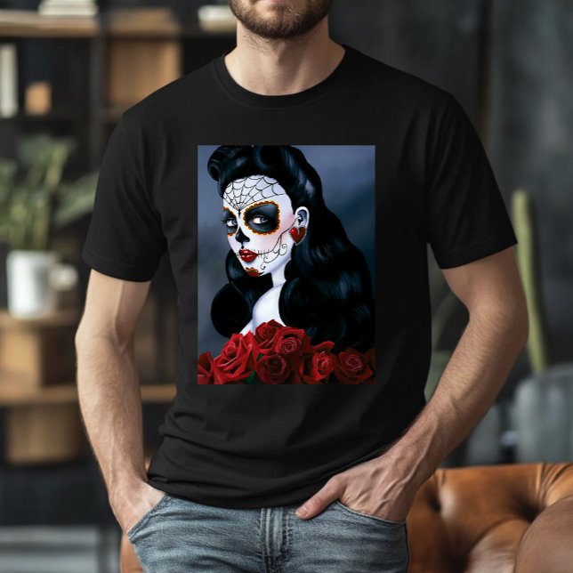 Maria Sugar Skull Red Roses T-Shirt (Creator Uploaded)
