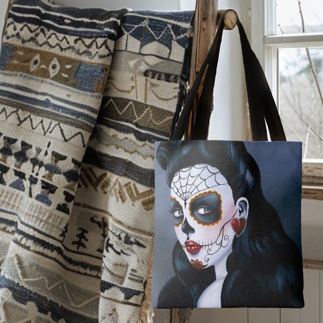 Maria Sugar Skull Red Roses Tote Bag (Creator Uploaded)