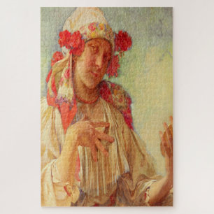 Maria Young Girl in a Moravian Costume by Mucha Jigsaw Puzzle