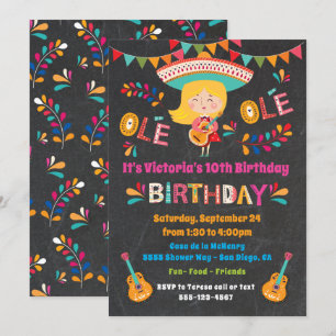 Mariachi Girl Mexcian Fiesta Birthday Party Invitation