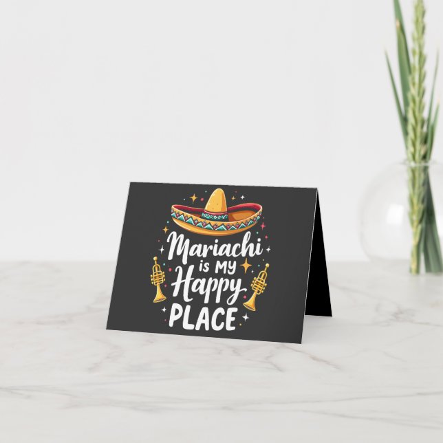Mariachi is my Happy Place Mexico Music Saxophone Thank You Card (Front)