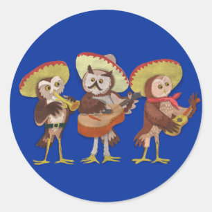 Mariachi Owl band Classic Round Sticker