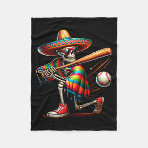 Mariachi skeleton baseball cinco de mayo mexican fleece blanket