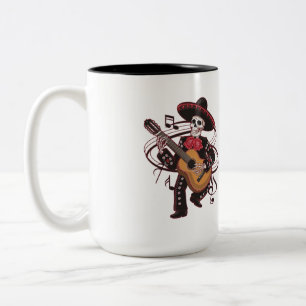 Mariachi Skeleton Groove Two-Tone Coffee Mug