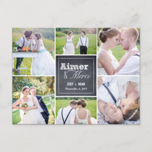 Mariage de collage craie merci cartes postales announcement postcard