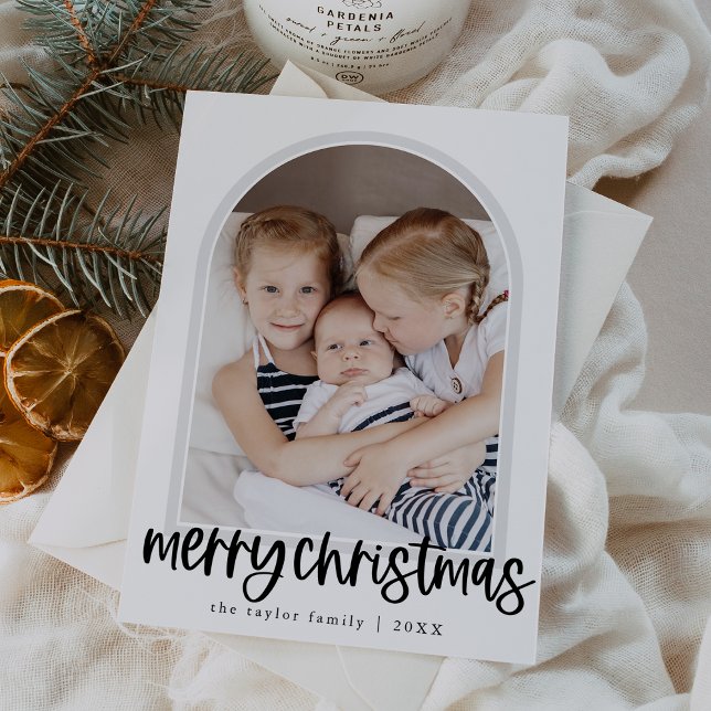 MARIAH Black Arch Family Photo Merry Christmas Holiday Card (MARIAH Black Arch Family Photo Merry Christmas Holiday Card)