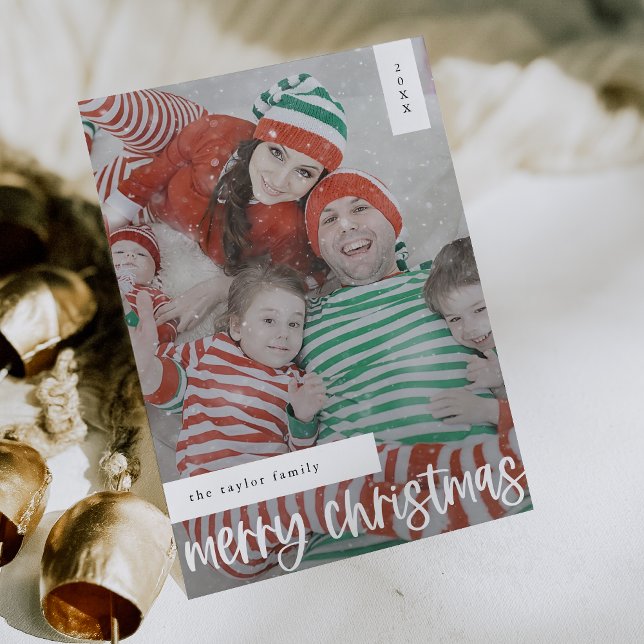 MARIAH Black Easy Modern Family Photo Christmas Holiday Card (MARIAH Black Easy Modern Family Photo Christmas Holiday Card)