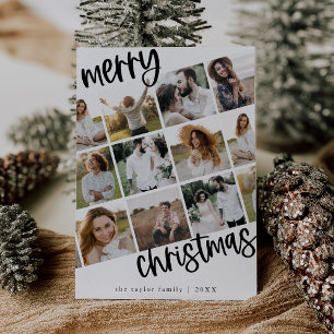 MARIAH Black Fun Family Multi Photo Christmas Holiday Card