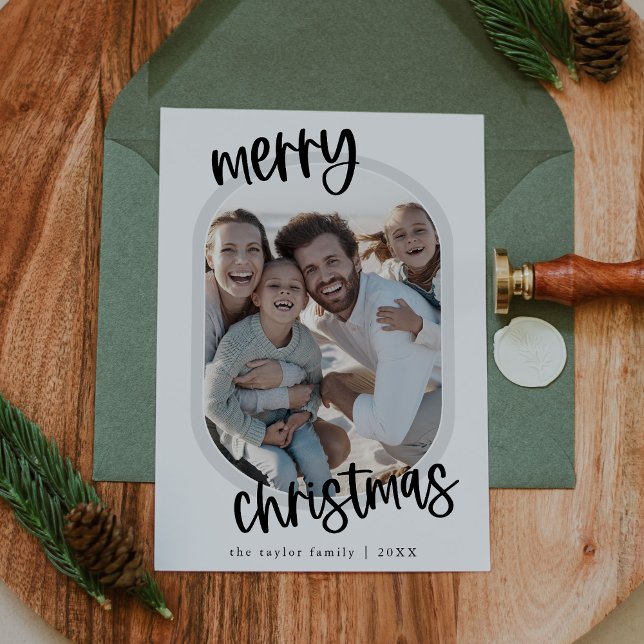MARIAH Black Retro Family Fun Christmas Photo Holiday Card (MARIAH Black Retro Family Fun Christmas Photo Holiday Card)
