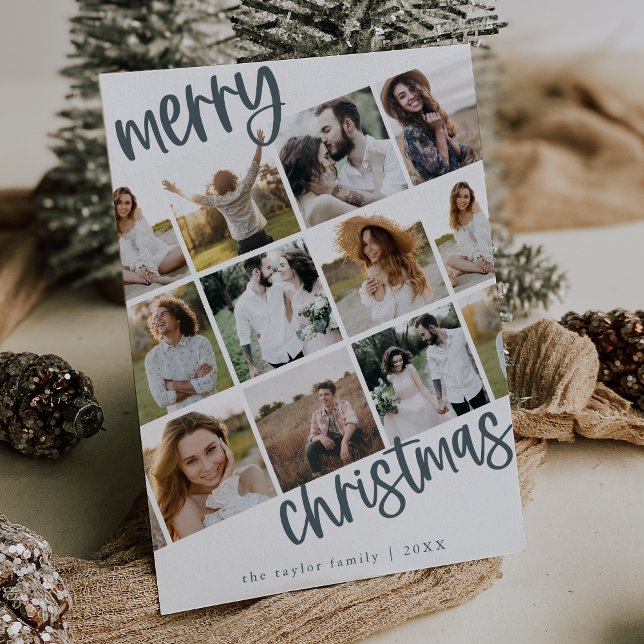 MARIAH Blue Fun Family Multi Photo Christmas Holiday Card (MARIAH Blue Fun Family Multi Photo Christmas Holiday Card)