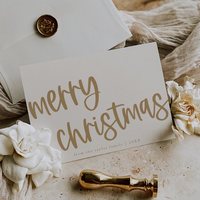 MARIAH Gold Cute Trendy Family Merry Christmas Holiday Card (MARIAH Gold Cute Trendy Family Merry Christmas Holiday Card)