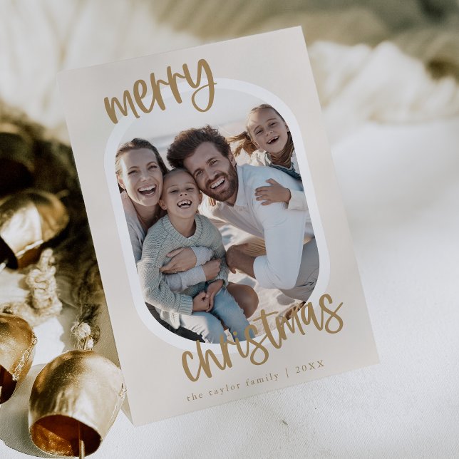 MARIAH Gold Retro Family Fun Christmas Photo Holiday Card (MARIAH Gold Retro Family Fun Christmas Photo Holiday Card)