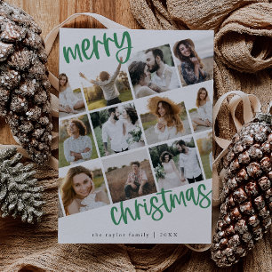 MARIAH Green Fun Family Multi Photo Christmas Holiday Card