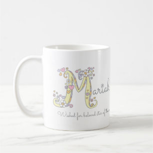 Mariah letter M decorative name with meaning mug