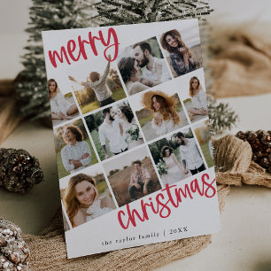 MARIAH Red Unique Fun Family Multi Photo Christmas Holiday Card